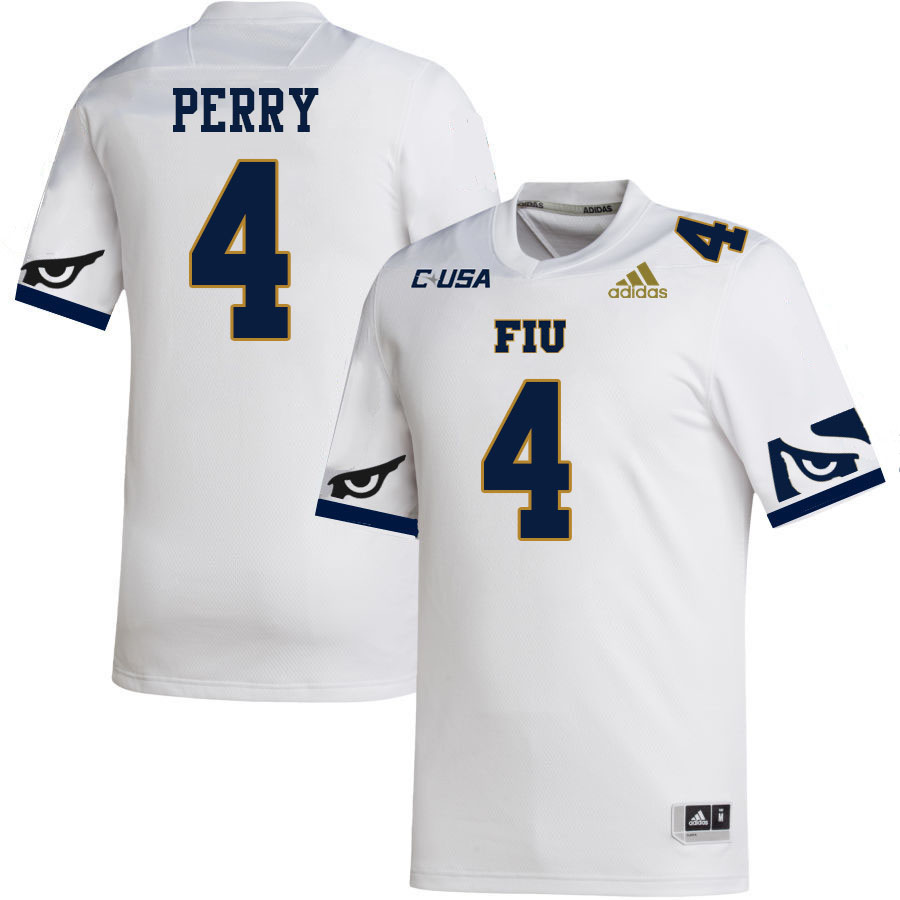 #4 Alex Perry FIU Jersey, Florida International University Panthers Football Jersey-White